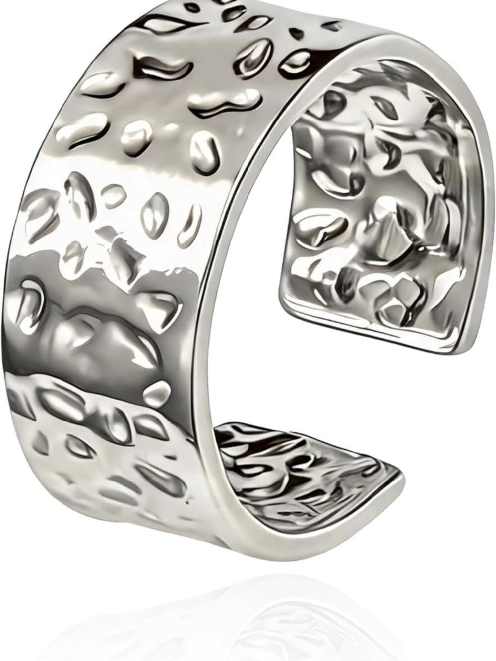 Handmade Hammered Sterling Silver Statement Band Ring for Women - Unique Jewelry